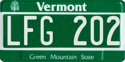 VT license plate LFG202