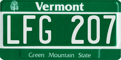 VT license plate LFG207