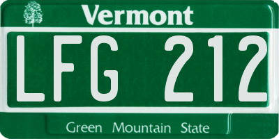 VT license plate LFG212
