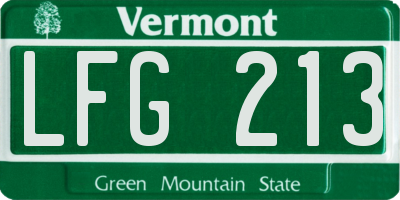 VT license plate LFG213