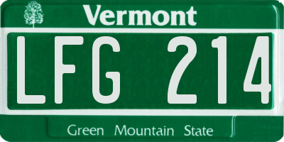 VT license plate LFG214