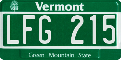 VT license plate LFG215