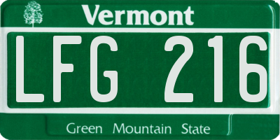 VT license plate LFG216