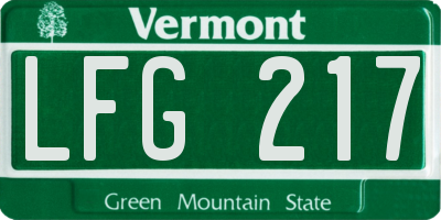 VT license plate LFG217