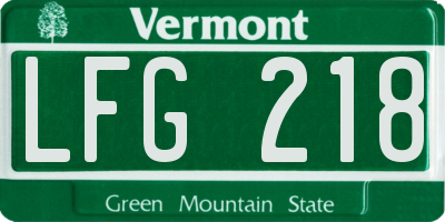 VT license plate LFG218