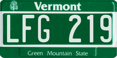 VT license plate LFG219