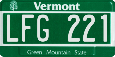 VT license plate LFG221