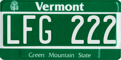 VT license plate LFG222