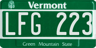 VT license plate LFG223