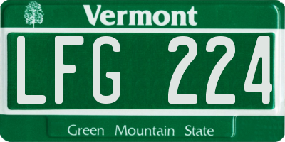 VT license plate LFG224