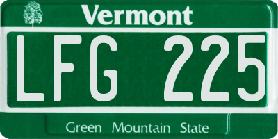 VT license plate LFG225