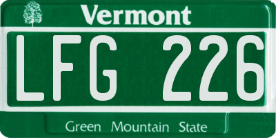 VT license plate LFG226