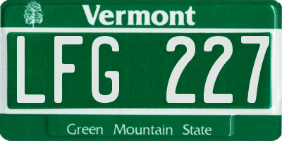 VT license plate LFG227