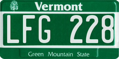 VT license plate LFG228