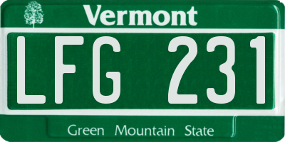 VT license plate LFG231