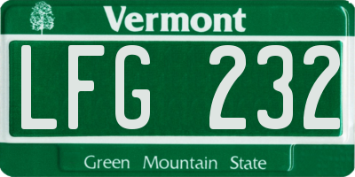 VT license plate LFG232