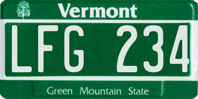VT license plate LFG234