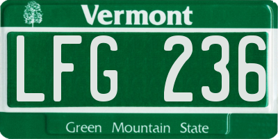 VT license plate LFG236