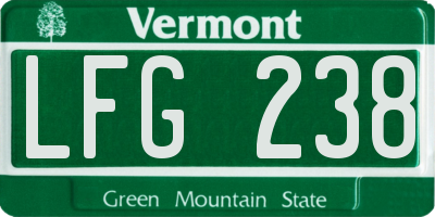 VT license plate LFG238