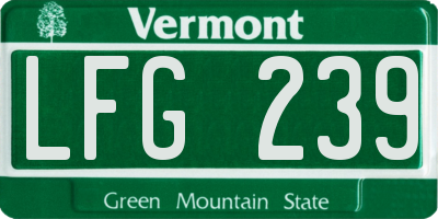 VT license plate LFG239