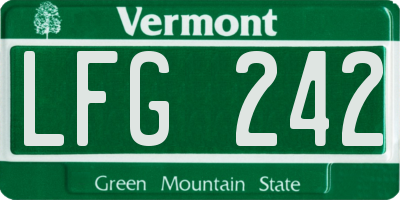 VT license plate LFG242