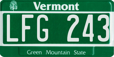 VT license plate LFG243