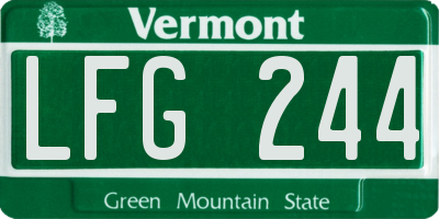 VT license plate LFG244