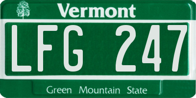 VT license plate LFG247