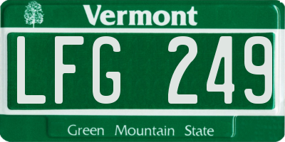VT license plate LFG249