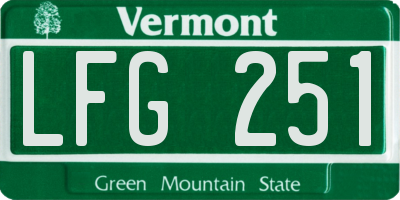 VT license plate LFG251