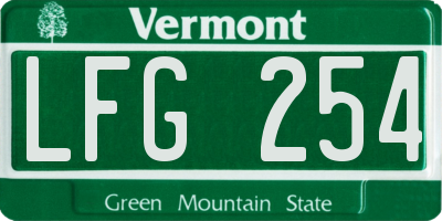 VT license plate LFG254