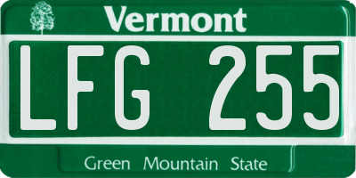 VT license plate LFG255