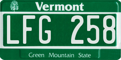 VT license plate LFG258