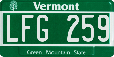 VT license plate LFG259