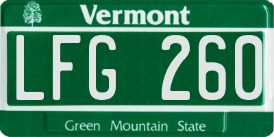 VT license plate LFG260