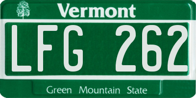 VT license plate LFG262