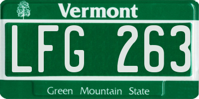 VT license plate LFG263