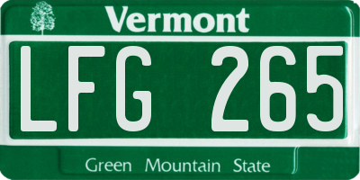 VT license plate LFG265