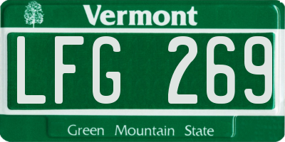 VT license plate LFG269
