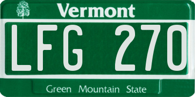 VT license plate LFG270
