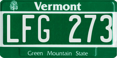 VT license plate LFG273