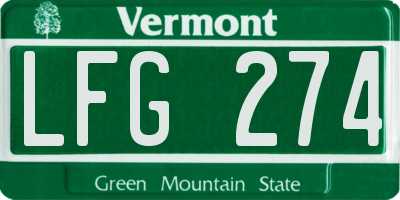 VT license plate LFG274