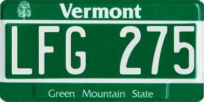 VT license plate LFG275