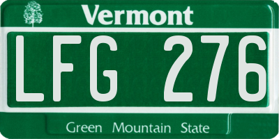 VT license plate LFG276