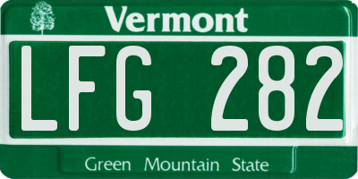 VT license plate LFG282