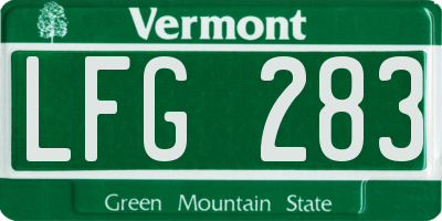 VT license plate LFG283