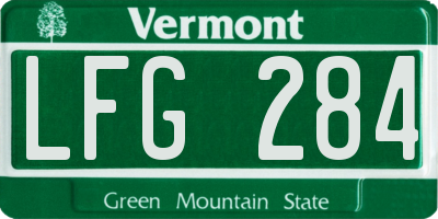 VT license plate LFG284