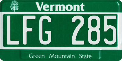 VT license plate LFG285