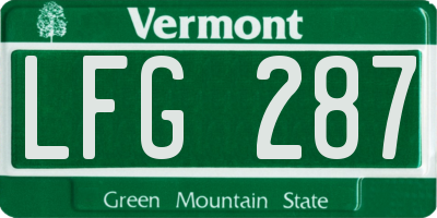 VT license plate LFG287
