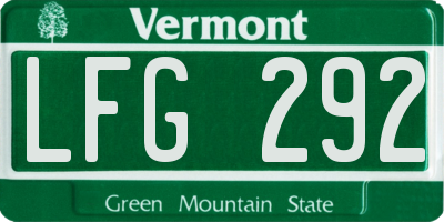 VT license plate LFG292